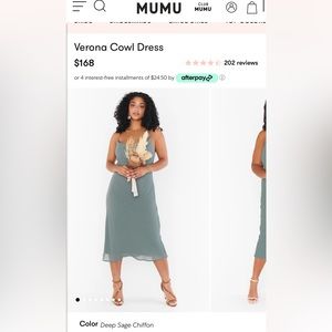 Show me your MUMU Verona Cowl Dress - deep sage chiffon